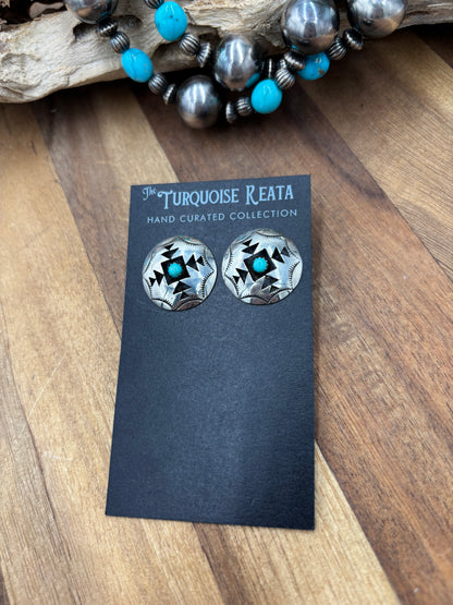 Turquoise Earrings #825-5 by Felix Perry, Navajo
