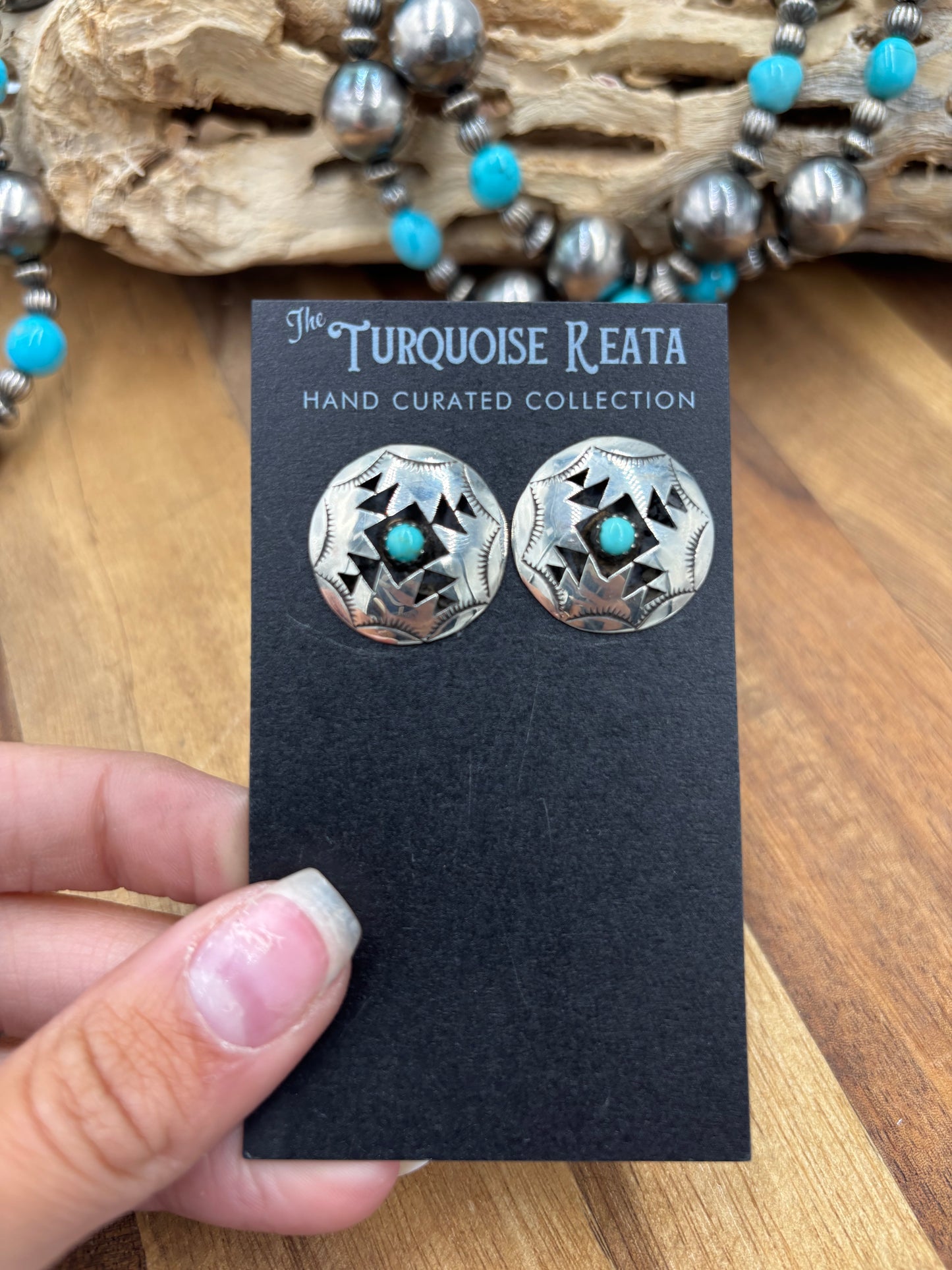 Turquoise Earrings #825-5 by Felix Perry, Navajo