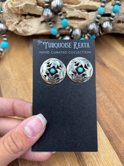 Turquoise Earrings #825-5 by Felix Perry, Navajo