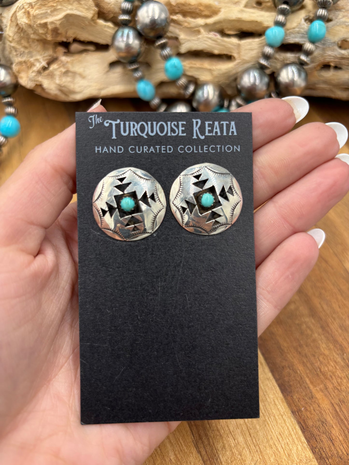 Turquoise Earrings #825-5 by Felix Perry, Navajo
