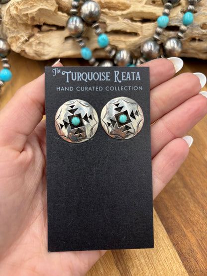 Turquoise Earrings #825-5 by Felix Perry, Navajo