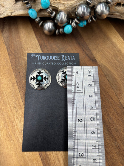 Turquoise Earrings #825-5 by Felix Perry, Navajo