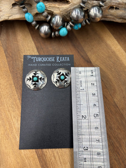 Turquoise Earrings #825-5 by Felix Perry, Navajo