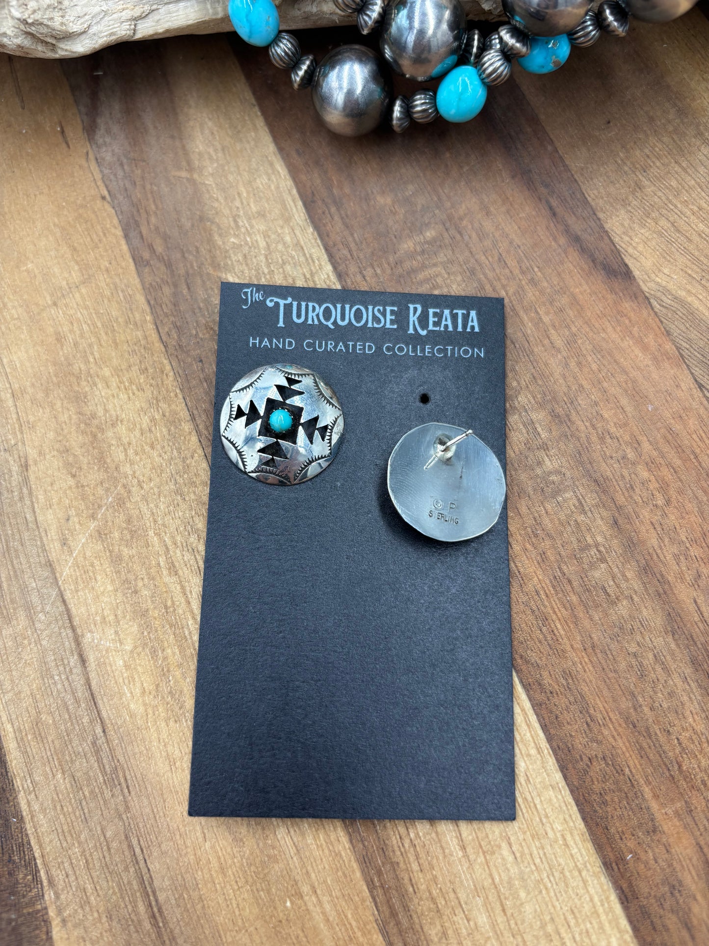 Turquoise Earrings #825-5 by Felix Perry, Navajo