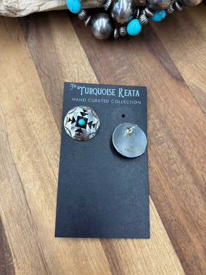 Turquoise Earrings #825-5 by Felix Perry, Navajo