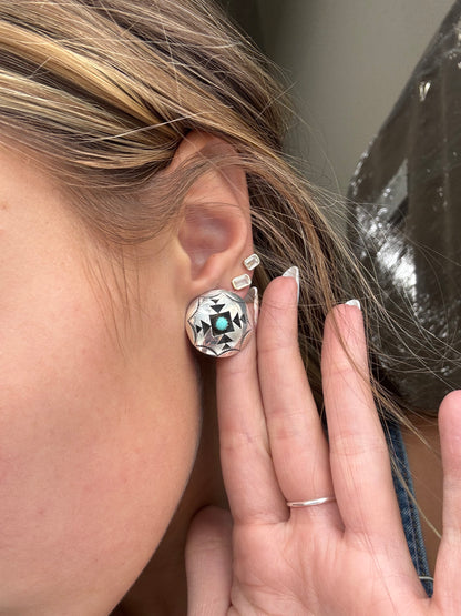 Turquoise Earrings #825-5 by Felix Perry, Navajo