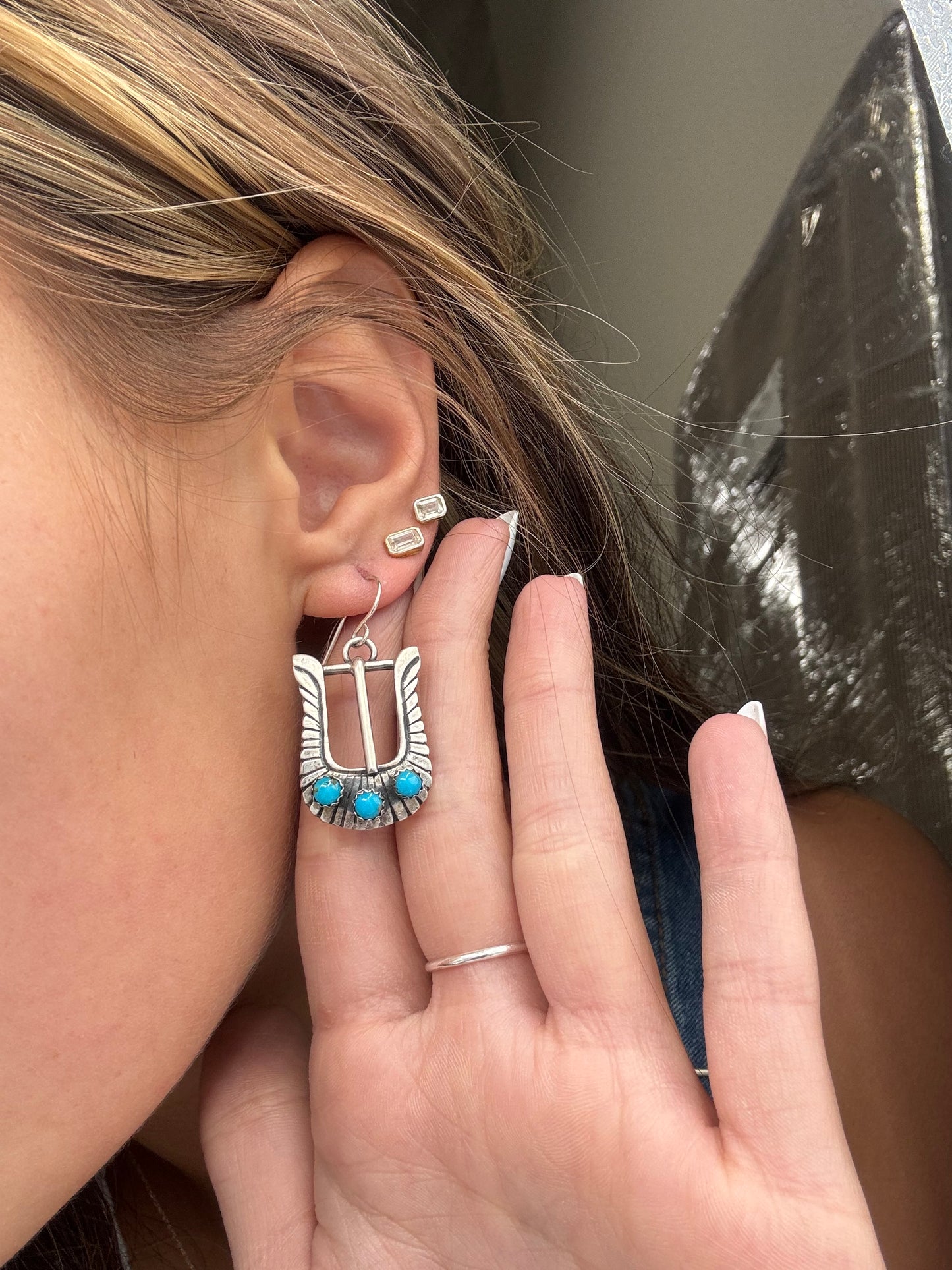 Turquoise #825-4 Buckle Earrings