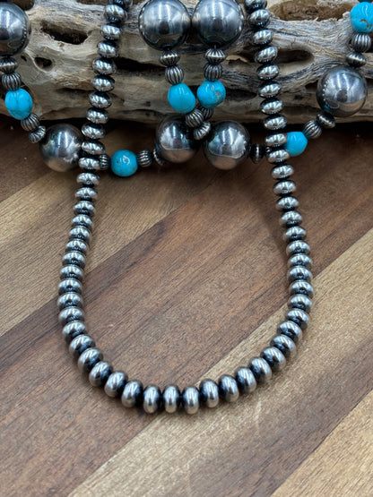 16” 8mm #917-5 Rondelle Sterling Silver Pearl Necklace