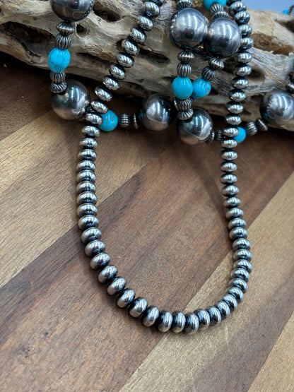 16” 8mm #917-5 Rondelle Sterling Silver Pearl Necklace