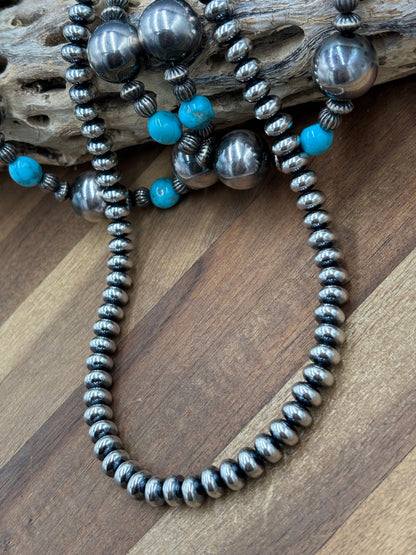 16” 8mm #917-5 Rondelle Sterling Silver Pearl Necklace