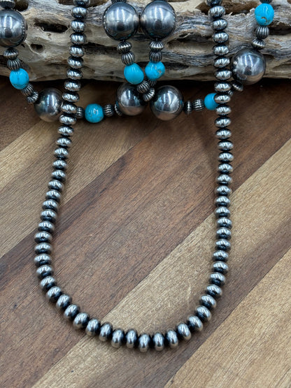 20” 8mm #917-4 Rondelle Sterling Silver Pearl Necklace