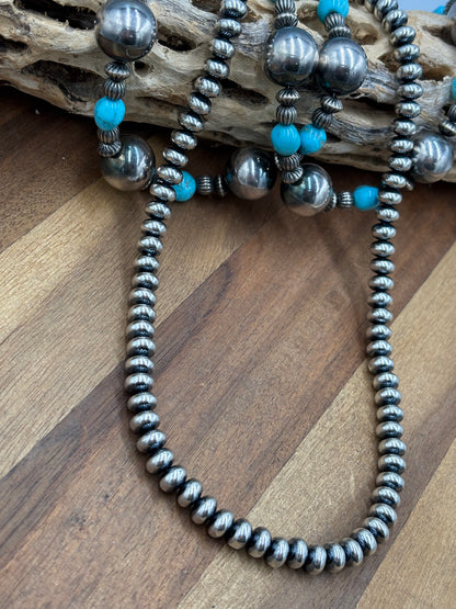 20” 8mm #917-4 Rondelle Sterling Silver Pearl Necklace