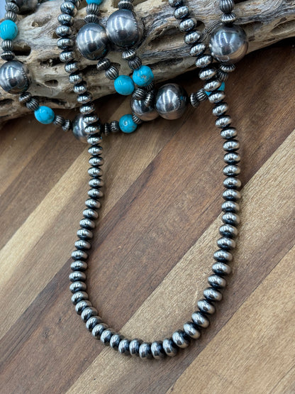 20” 8mm #917-4 Rondelle Sterling Silver Pearl Necklace