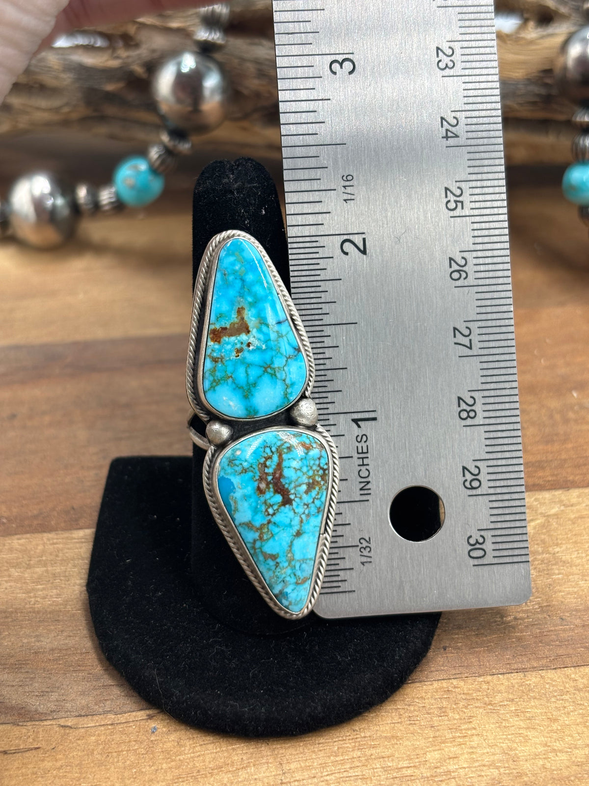 Turquoise #927-6 Polychrome Webbed Kingman Ring Size 8.5