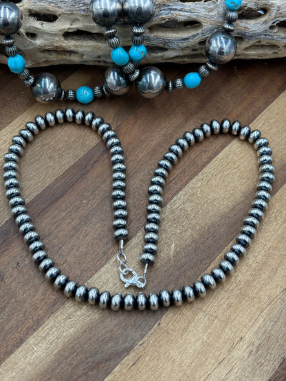 20” 8mm #917-4 Rondelle Sterling Silver Pearl Necklace