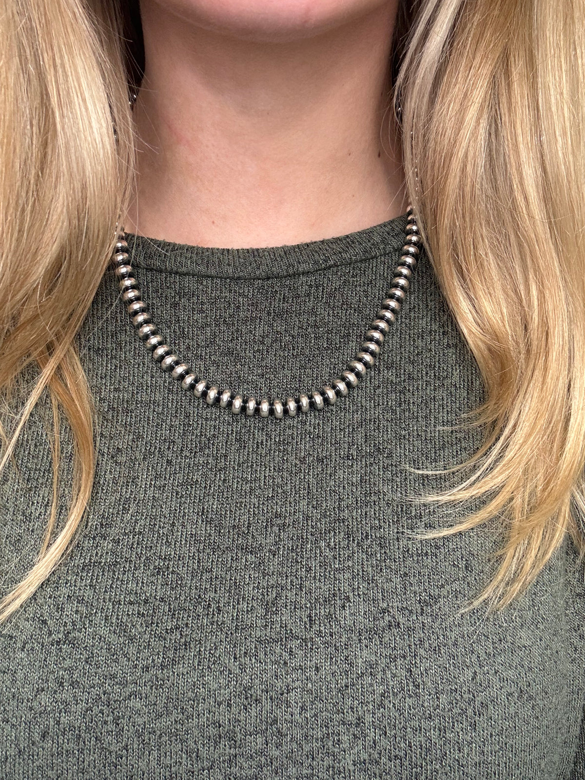 20” 8mm #917-4 Rondelle Sterling Silver Pearl Necklace