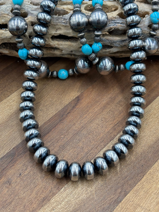 18” 14mm #917-3 Rondelle Sterling Silver Pearl Necklace
