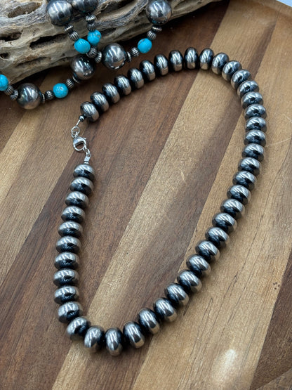 18” 14mm #917-3 Rondelle Sterling Silver Pearl Necklace