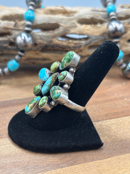 Sonoran Gold #927-8 Turquoise Adjustable Ring by Wilson Dawes, Navajo