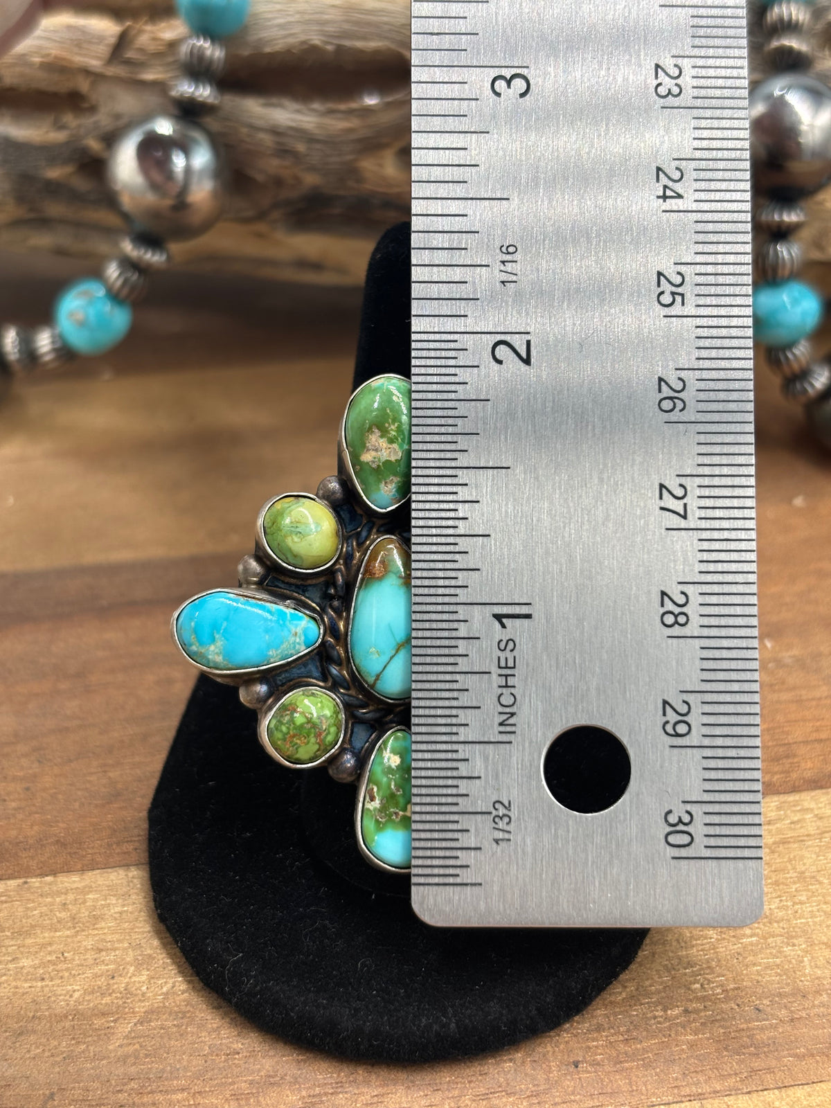 Sonoran Gold #927-8 Turquoise Adjustable Ring by Wilson Dawes, Navajo