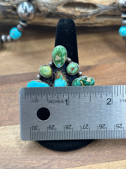 Sonoran Gold #927-8 Turquoise Adjustable Ring by Wilson Dawes, Navajo