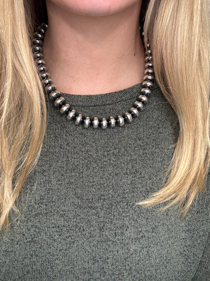 18” 14mm #917-3 Rondelle Sterling Silver Pearl Necklace