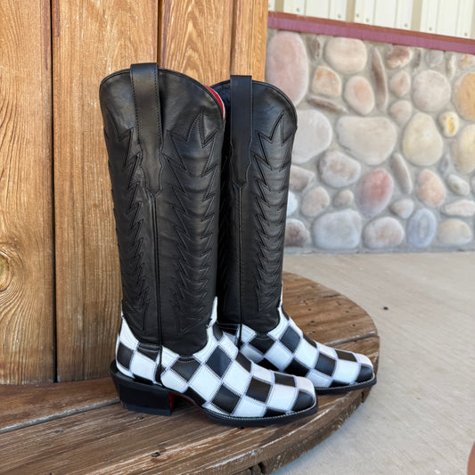 Signature Turquoise Reata Boot – 2.0 Riding Boot Spur Shelf Checkmate Red Bottom Square Toe Boot