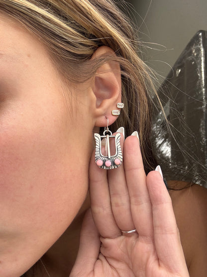 Pink Conch #825-2 Buckle Earrings