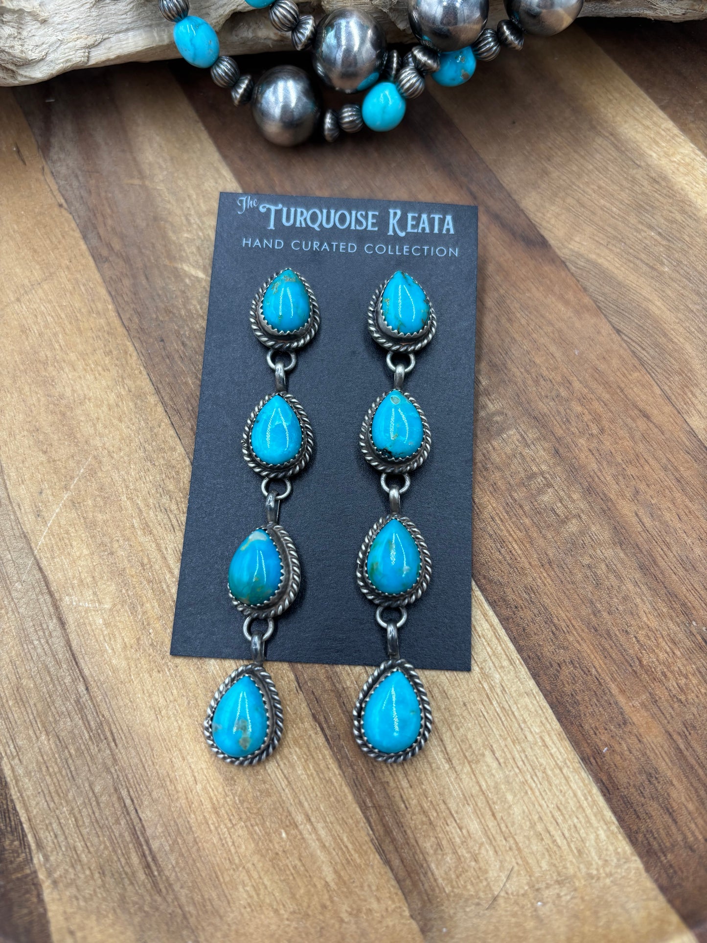 Turquoise Earrings #825-A by Freda Martinez, Navajo