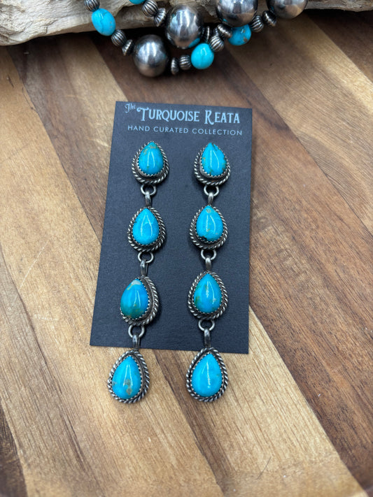 Turquoise Earrings #825-A by Freda Martinez, Navajo