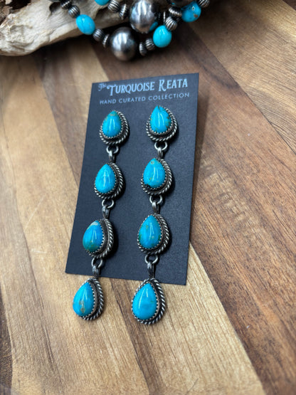 Turquoise Earrings #825-A by Freda Martinez, Navajo