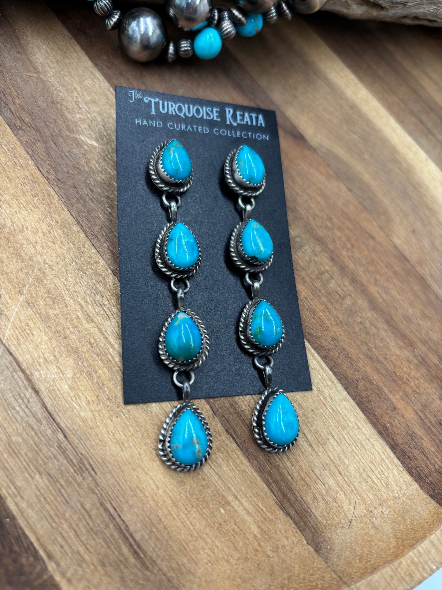 Turquoise Earrings #825-A by Freda Martinez, Navajo