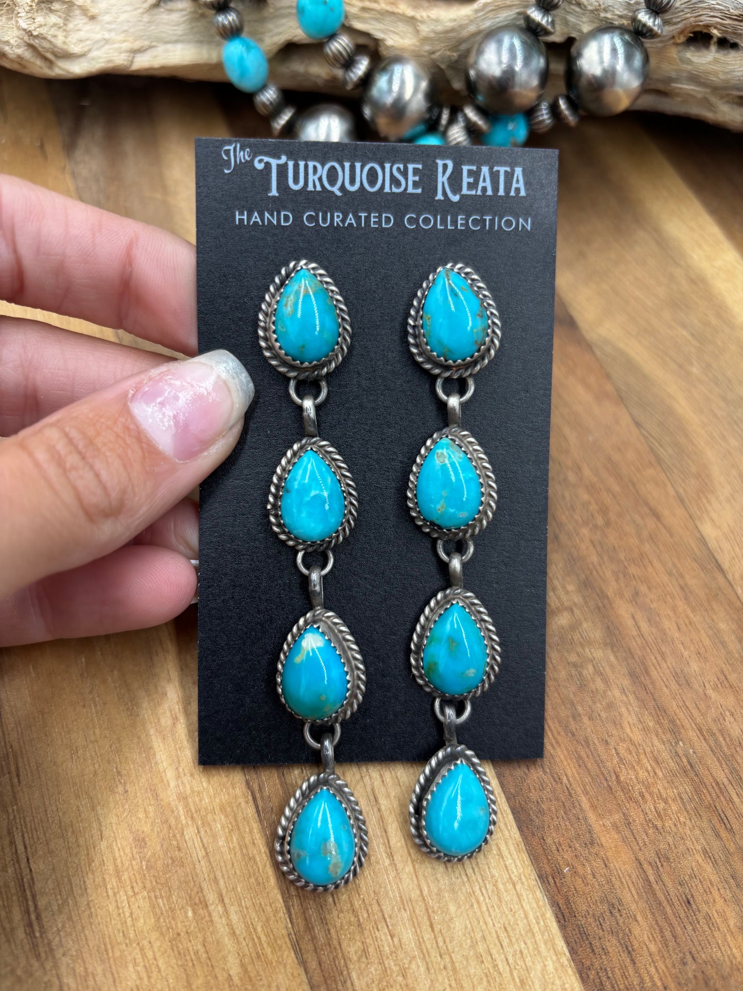 Turquoise Earrings #825-A by Freda Martinez, Navajo