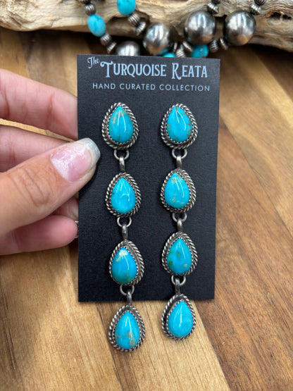 Turquoise Earrings #825-A by Freda Martinez, Navajo