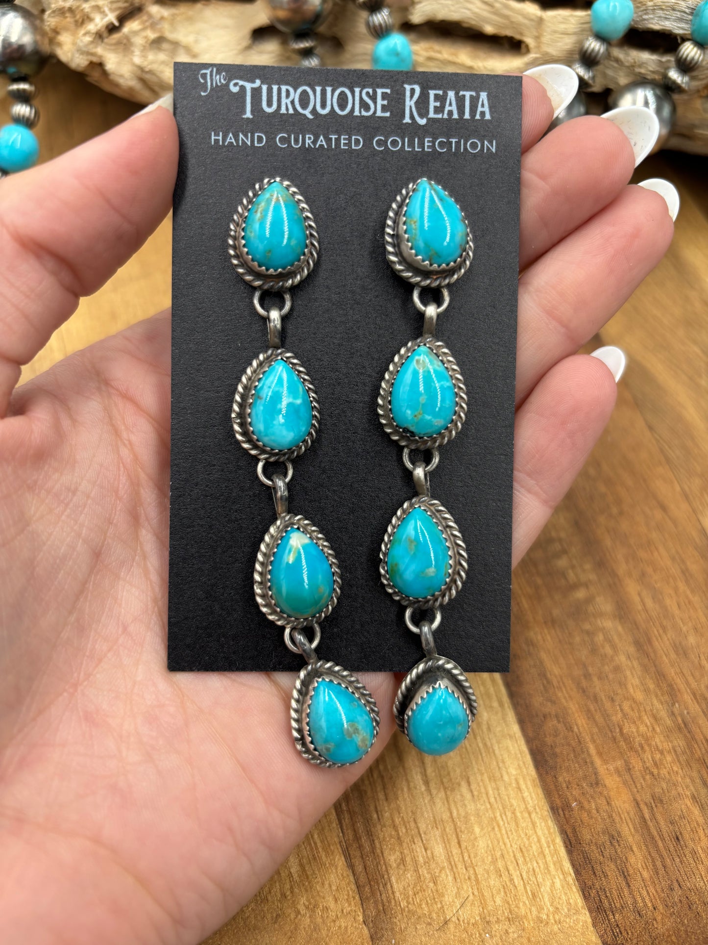 Turquoise Earrings #825-A by Freda Martinez, Navajo