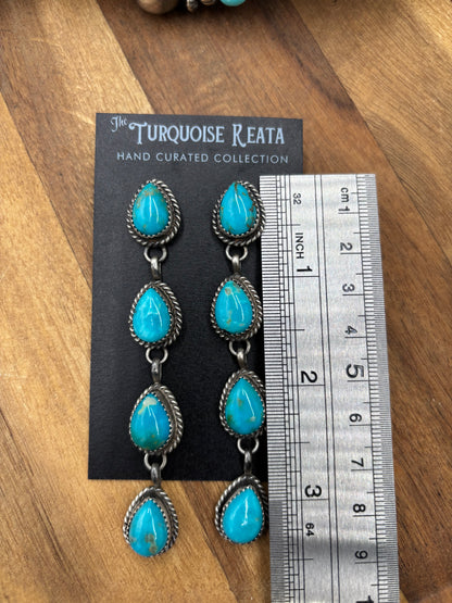 Turquoise Earrings #825-A by Freda Martinez, Navajo