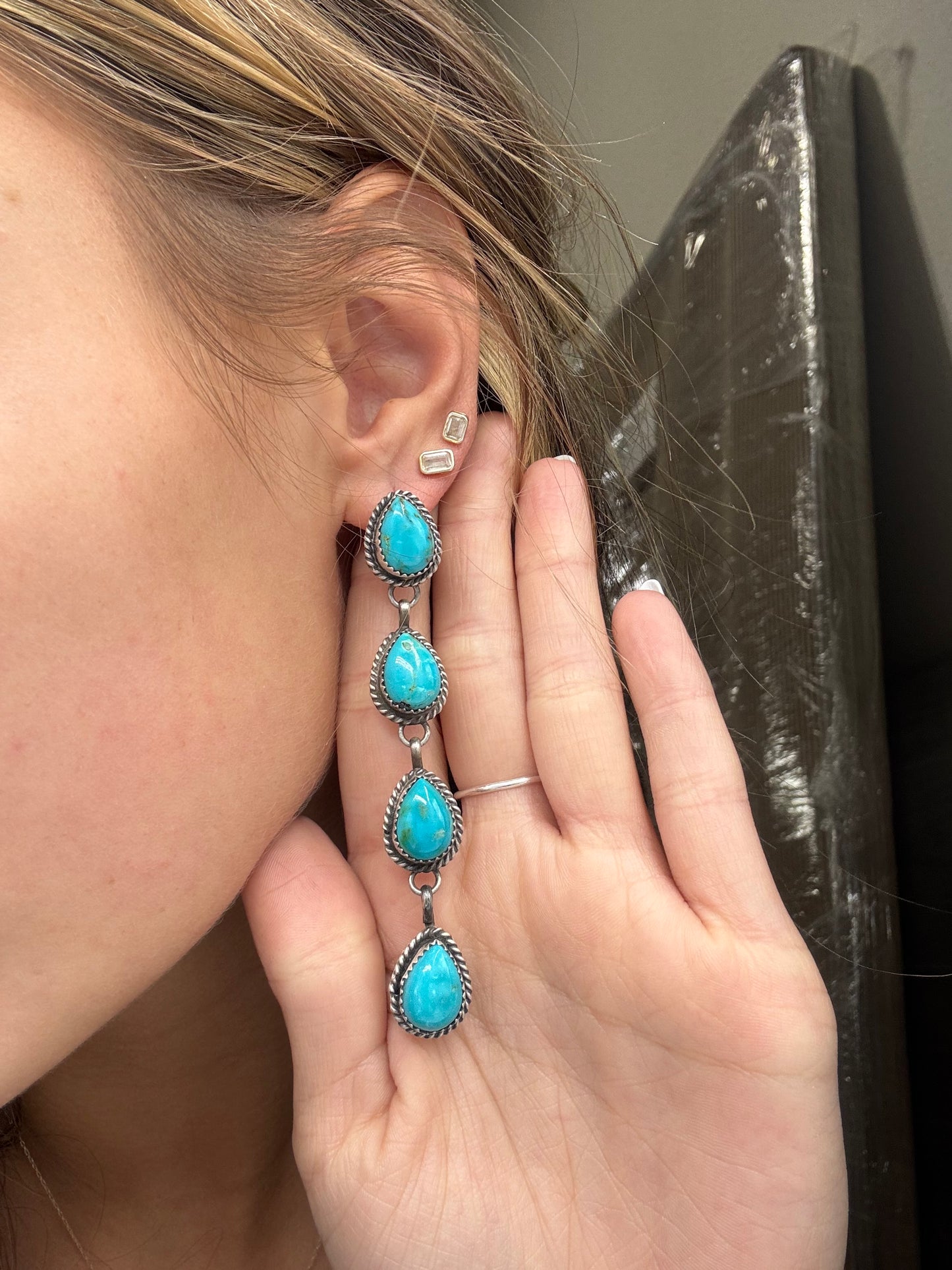Turquoise Earrings #825-A by Freda Martinez, Navajo