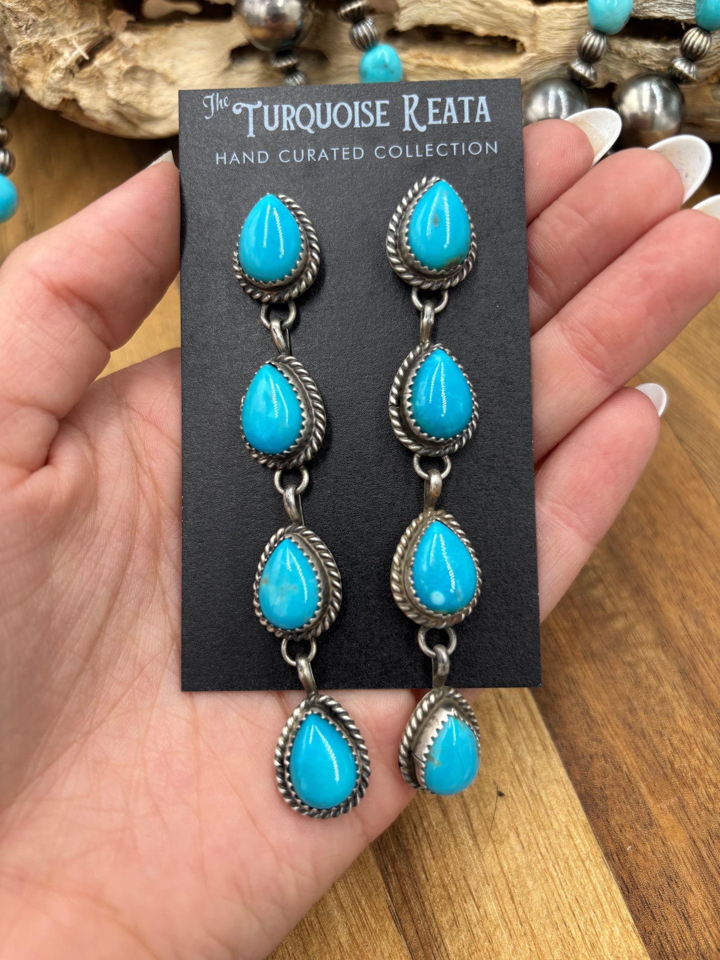 Turquoise Earrings #825-B by Freda Martinez, Navajo