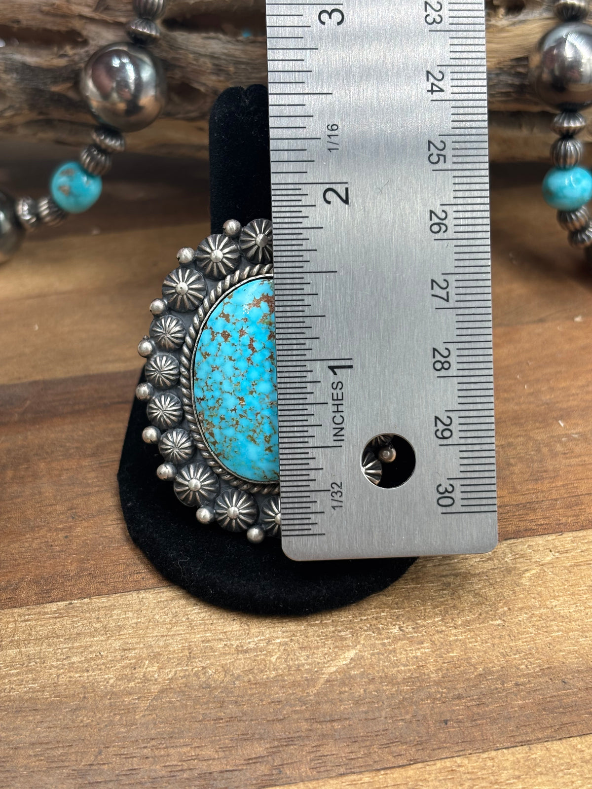 Turquoise #927-10 Polychrome Webbed Kingman Ring Size 11 by Martha Cayatineto, Navajo