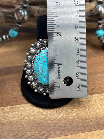 Turquoise #927-10 Polychrome Webbed Kingman Ring Size 11 by Martha Cayatineto, Navajo