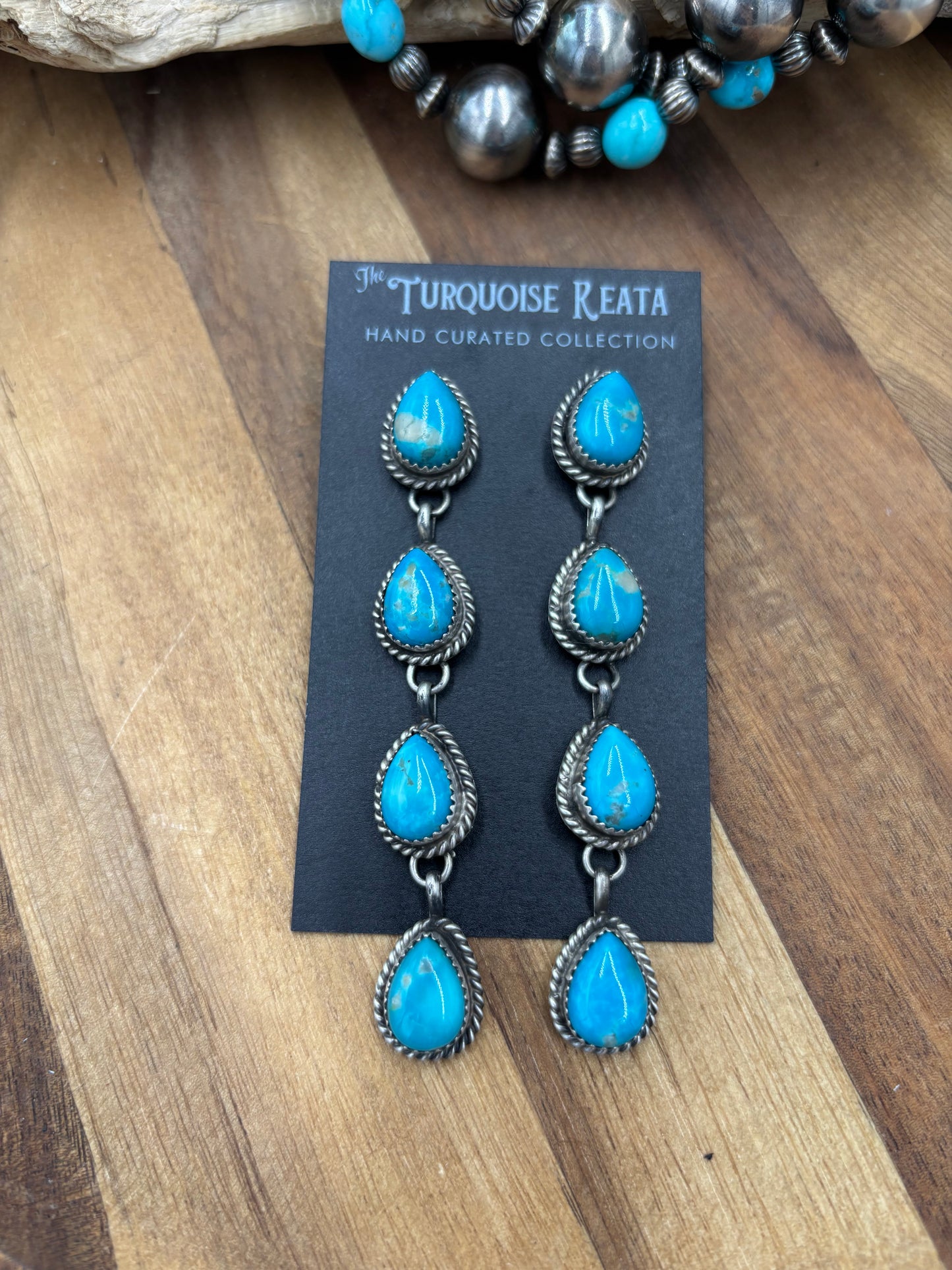 Turquoise Earrings #825-C by Freda Martinez, Navajo
