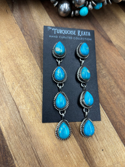 Turquoise Earrings #825-C by Freda Martinez, Navajo