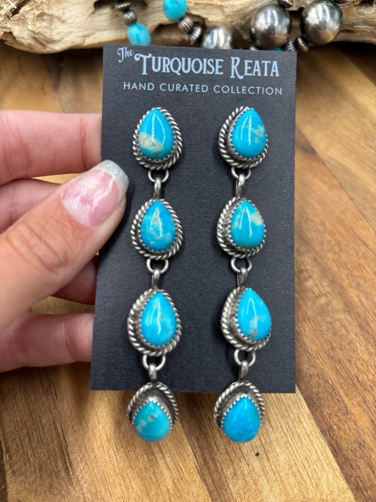 Turquoise Earrings #825-C by Freda Martinez, Navajo
