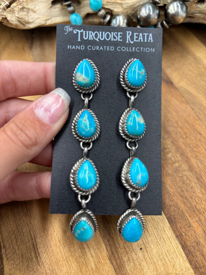 Turquoise Earrings #825-C by Freda Martinez, Navajo