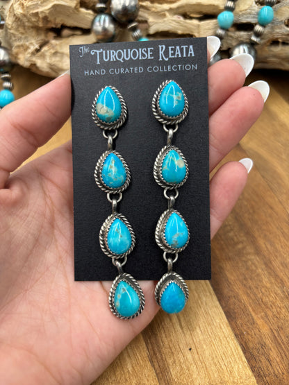 Turquoise Earrings #825-C by Freda Martinez, Navajo
