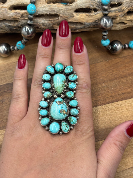 Sonoran #930-1 Turquoise Ring Size 10.5 by Sheila, Navajo