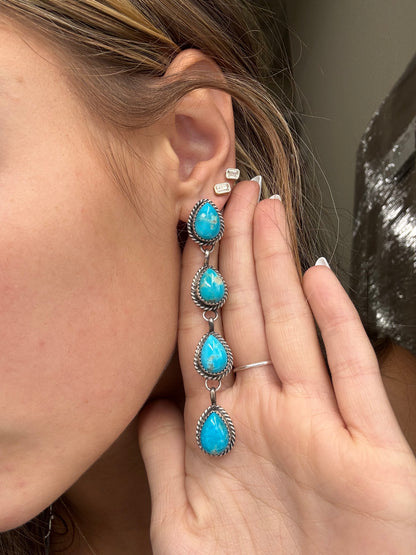 Turquoise Earrings #825-C by Freda Martinez, Navajo
