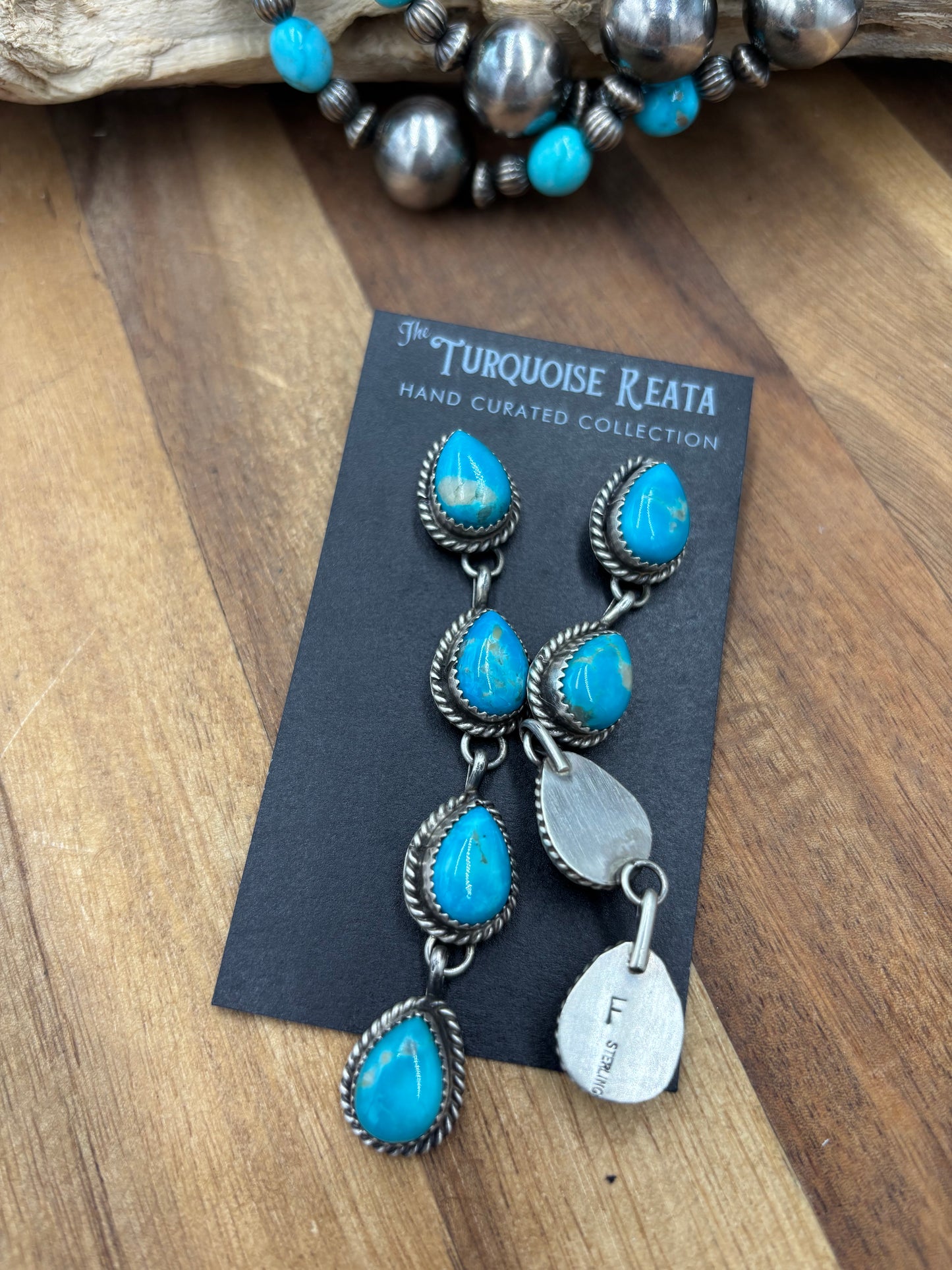 Turquoise Earrings #825-C by Freda Martinez, Navajo