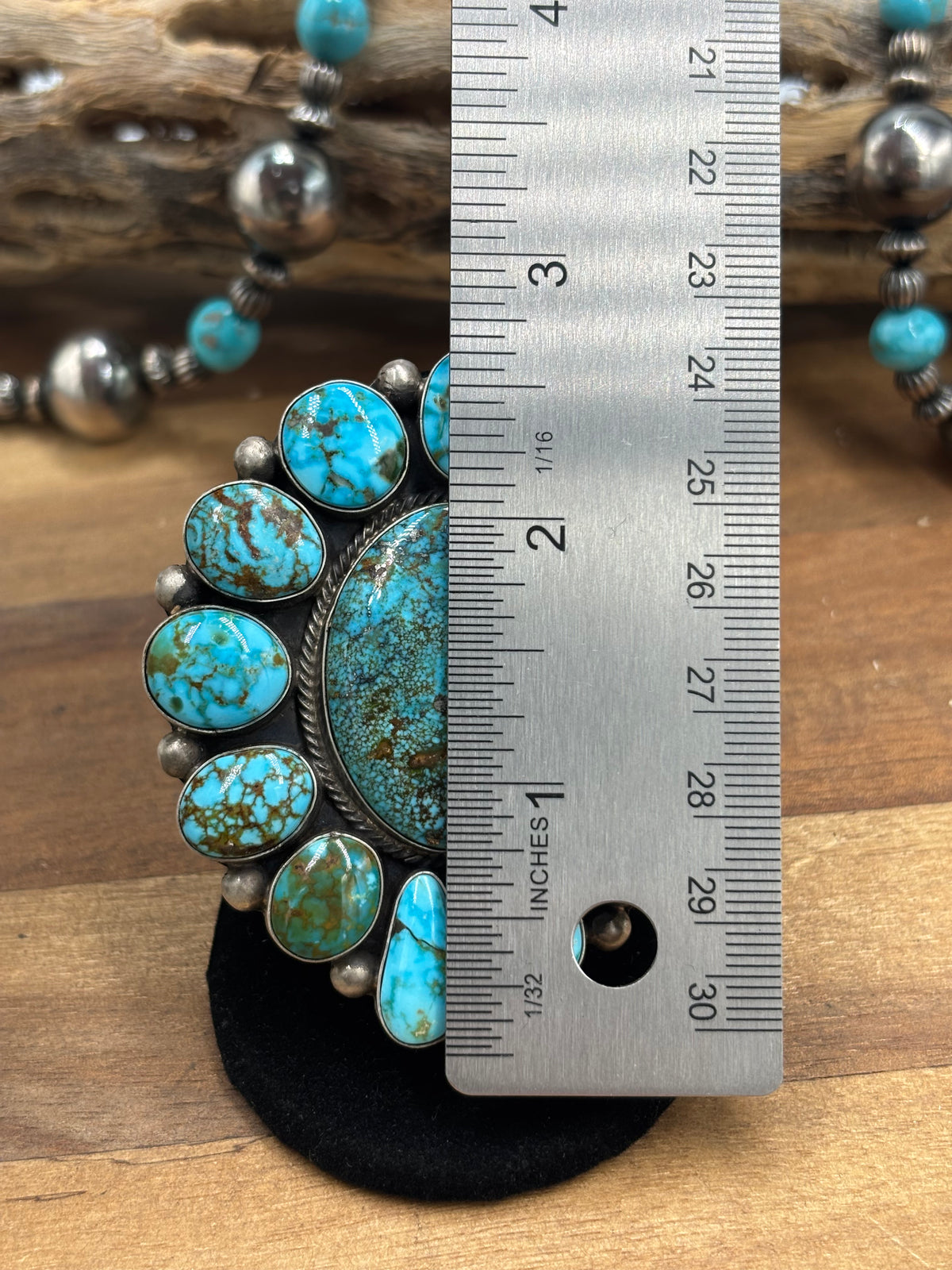 Webbed Kingman #930-2 Turquoise Ring Size 7.5 by Kathleen, Navajo