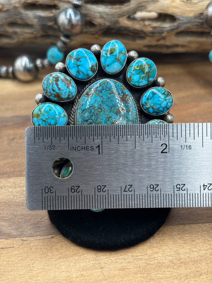 Webbed Kingman #930-2 Turquoise Ring Size 7.5 by Kathleen, Navajo